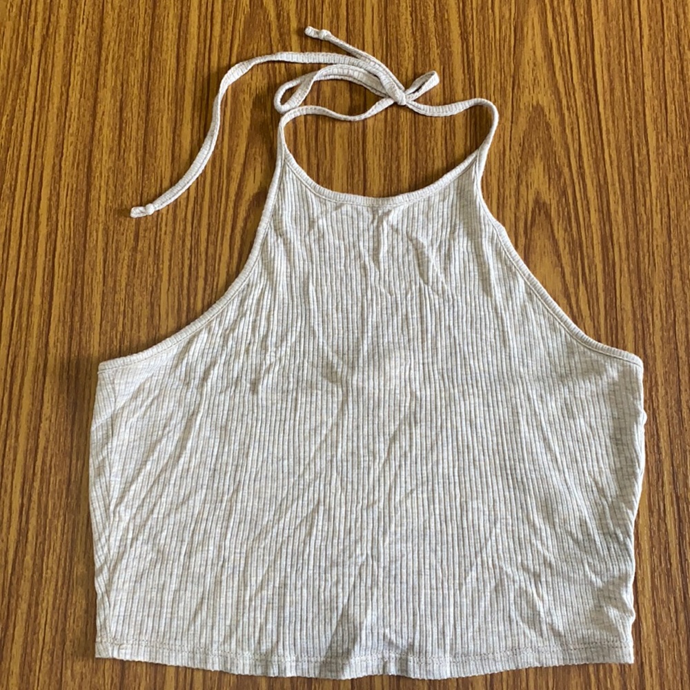 Tan halter cropped top